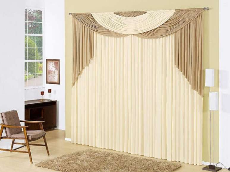 17- A cor palha na cortina combina com todos os tipos de decoração. Fonte: Mercado Livre