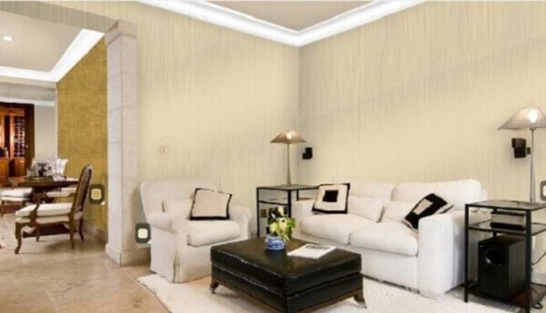 43- O rodateto branco valoriza a cor palha das paredes e do teto. Fonte: Cultura Mix