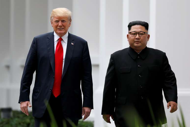 Presidente dos EUA, Donald Trump, e líder norte-coreano, Kim Jong Un, em Cingapura 12/06/2018 REUTERS/Jonathan Ernst