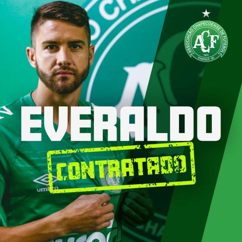 Atacante Everaldo vai jogar na Chape até o final de 2019 (Foto: Reprodução/Twitter)