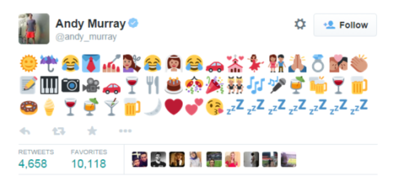 Andy Murray faz coment&aacute;rio com emojis no Twitter
