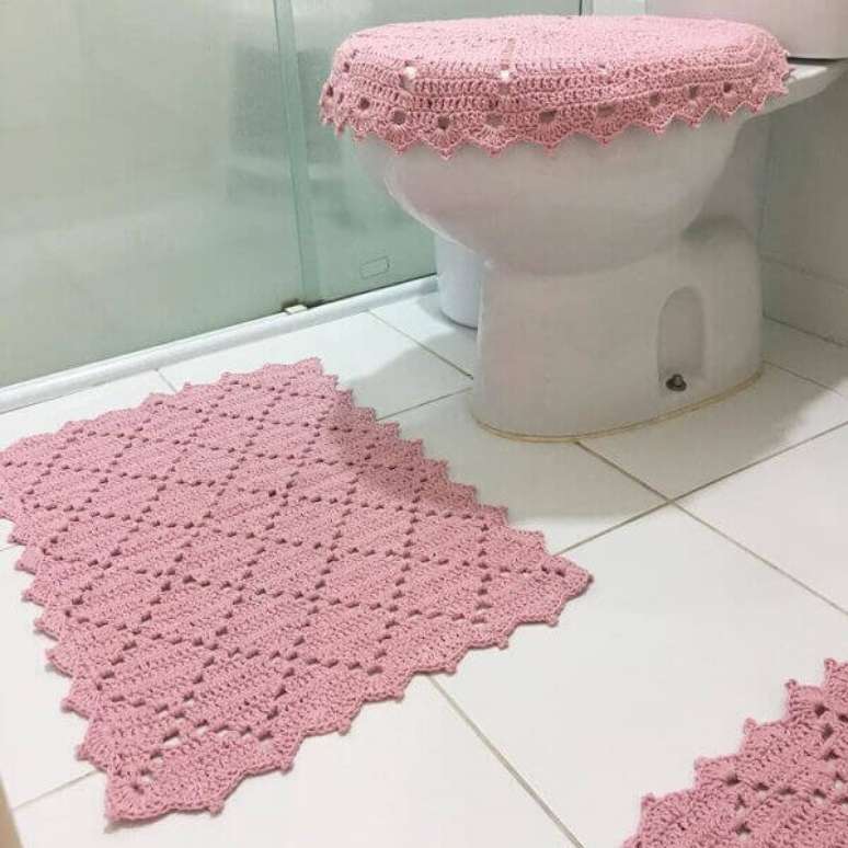 Set de baño ok  Jogos de banheiro croche, Croche para banheiro, Vaso de  crochê