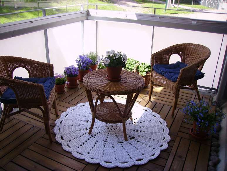 2. Tapete de croch&ecirc; redondo para varanda