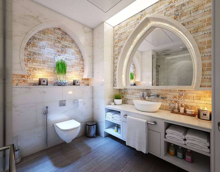 5. Integração entre moderno e antigo pode deixar seu banheiro mais elegante – Foto: Pexels