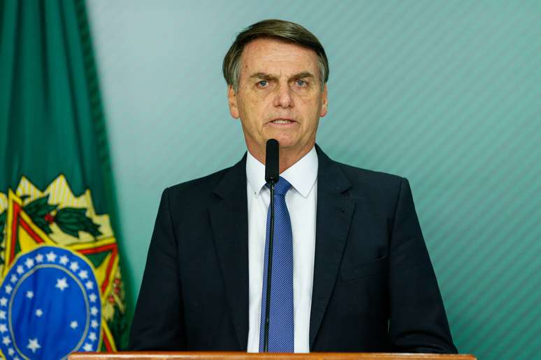 Presidente Jair Bolsonaro faz pronunciamento no Pal&aacute;cio do Planalto
25/01/2019 Isac Nobrega/Presid&ecirc;ncia/Divulga&ccedil;&atilde;o via Reuters