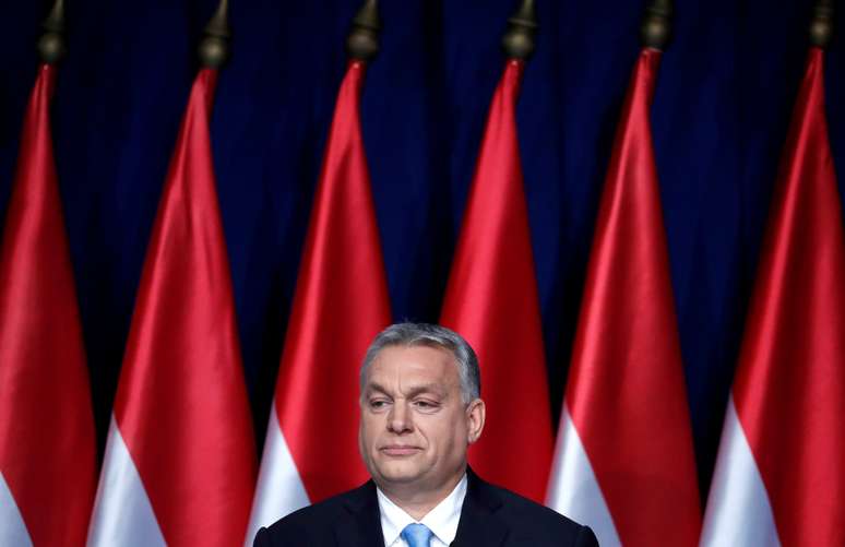 Primeiro-ministro da Hungria, Viktor Orban durante discurso do Estado da Uni&atilde;o. 10/2/2019. REUTERS/Bernadett Szabo     