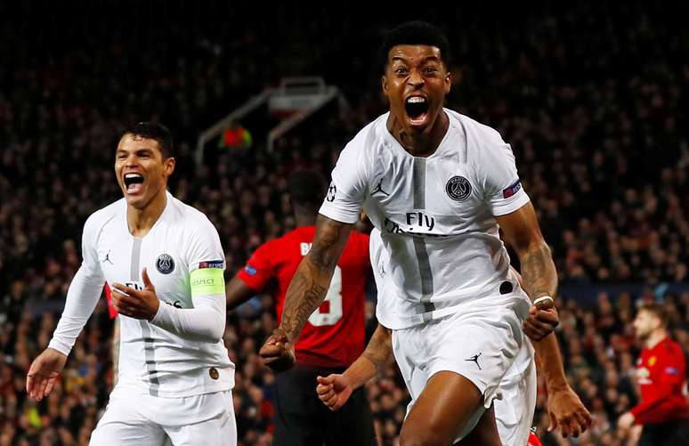 Presnel Kimpembe comemora gol do PSG contra Manchester United
12/02/2019
Action Images via Reuters/Jason Cairnduff