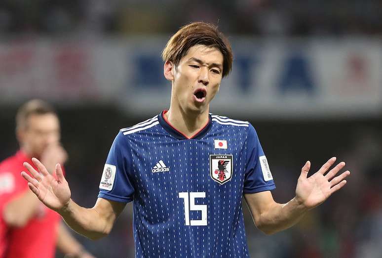 Yuya Osako durante partida do Jap&atilde;o contra o Ir&atilde; pela Copa da &Aacute;sia
28/01/2019 REUTERS/Suhaib Salem