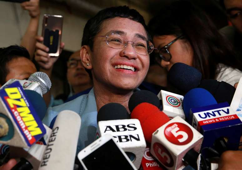 Jornalista Maria Ressa dá entrevista após deixar prisão em Manila
14/02/2019 REUTERS/Eloisa Lopez