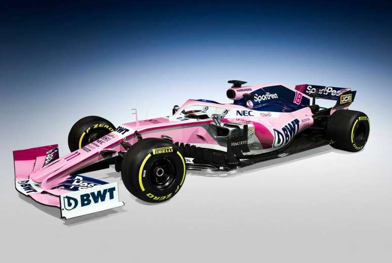 A Racing Point, ex-Force India, apresentou o modelo RP19 mantendo o rosa como cor predominante e trazendo também o azul para a temporada 2019.