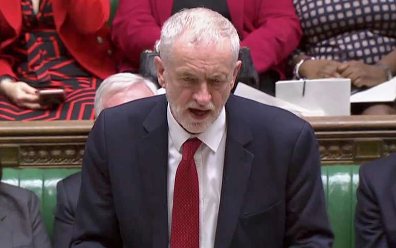 Líder do Partido Trabalhista do Reino Unido, Jeremy Corbyn, durante sessão do Parlamento em Londres
29/01/2019 Reuters TV via REUTERS 