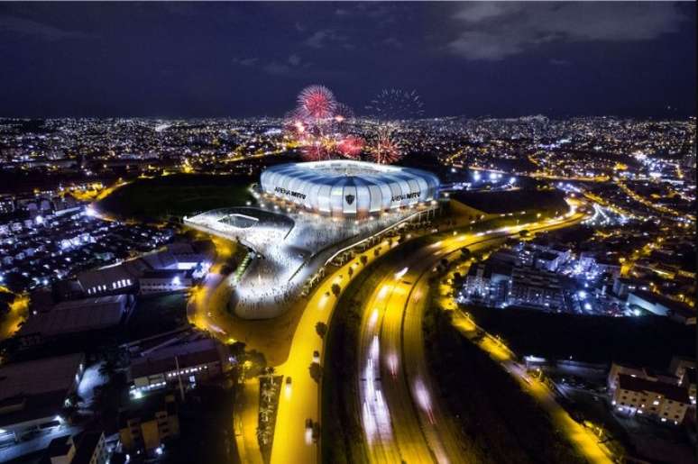 As obras do estádio do Galo teriam início em agosto de 2018, mas o clube não conseguiu as liberações para começar as obras-Foto: Divulgação MRV/Atlético-MG