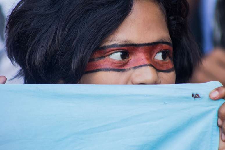Ato no vão livre do Masp na Avenida Paulista - Sangue Indigena Nenhuma Gota a Mais