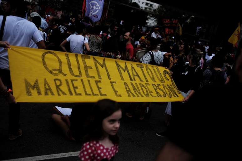 Protesto contra o assassinato de Marielle Franco, São Paulo, 14/04/2018. REUTERS/Nacho Doce