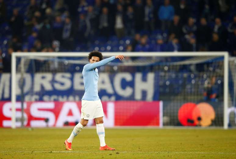 Leroy San&eacute; ap&oacute;s partida do Manchester City contra o Schalke pela Liga dos Campe&otilde;es
20/02/2019 REUTERS/Wolfgang Rattay 