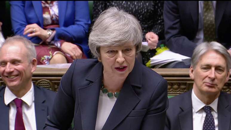 Premiê britânica, Theresa May, discursa no Parlamento em Londres
13/02/2019 Reuters TV via REUTERS 