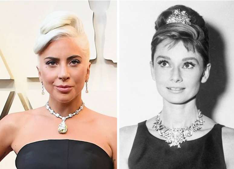 Lady Gaga foi a primeira a levar o diamante para o tapete vermelho; peça tinha sido usada pela última vez em 1961 por Audrey Hepburn