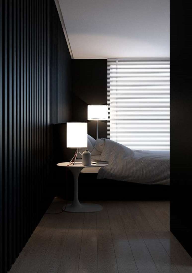 59- As persianas para quarto na cor branca podem refletir a luminosidade externa. Fonte: Pinterest