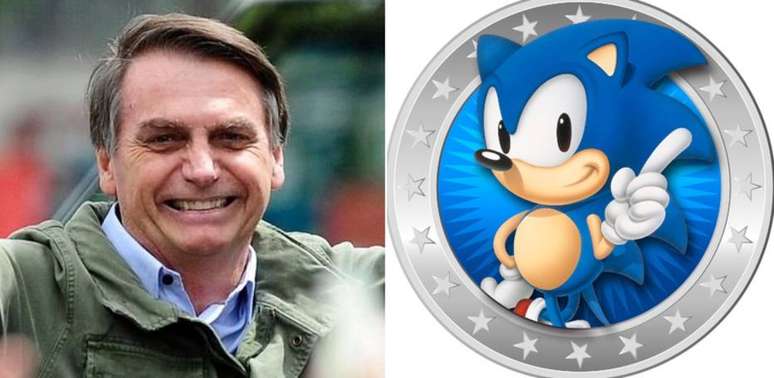 Jair Bolsonaro, presidente do Brasil, e o personagem Sonic.