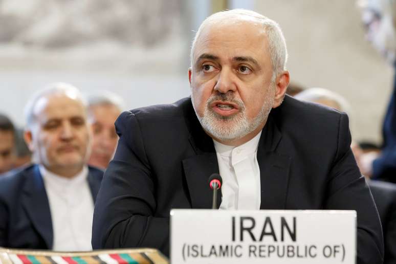  Zarif, durante evento da ONU em Genebra 28/2/2018 Salvatore Di Nolfi/Pool via REUTERS
