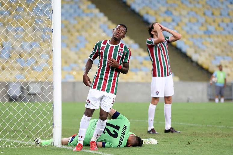 Marcos Calazans, do Fluminense, durante partida contra o Antofagasta (CHI), válida pela primeira fase da Copa Sul-Americana, no estádio do Maracanã, na zona norte do Rio de Janeiro, nesta terça-feira, 26.