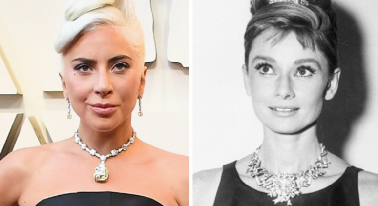 Lady Gaga e Audrey Hepburn (Fotos: Divulgação/Tiffany)