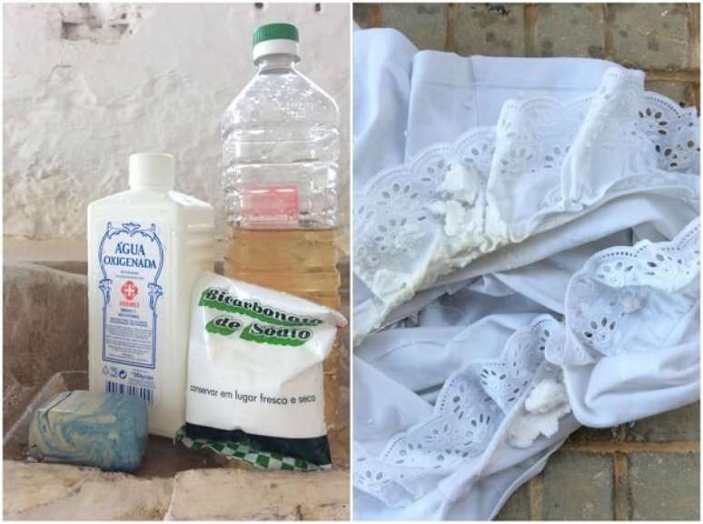 12- A mistura de água oxigenada e bicarbonato é a maneira mais fácil de como tirar mancha de desodorante de roupas. Fonte: Solfsec Lavanderia