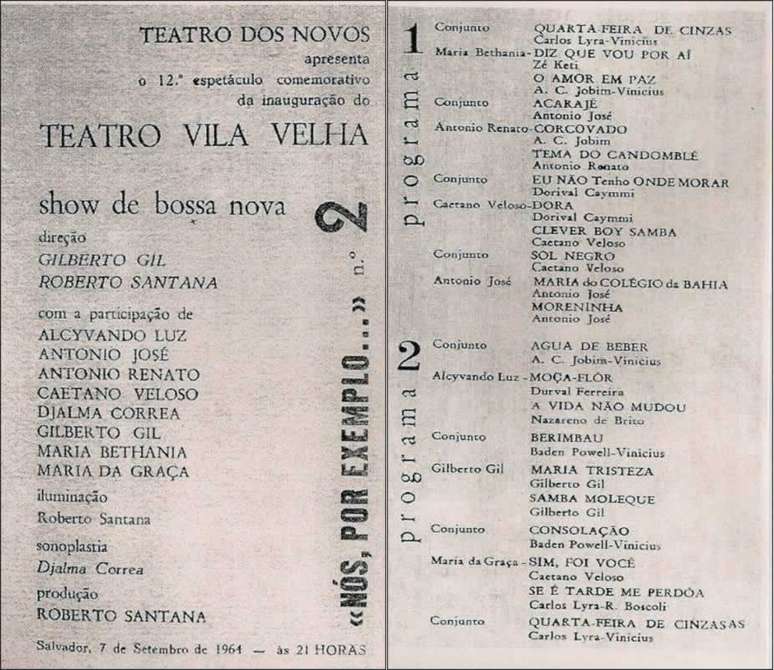 Programa do show "N&oacute;s, por exemplo..." n&ordm; 2