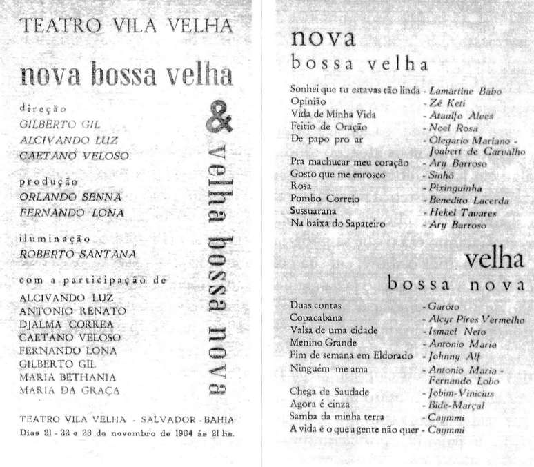 Programa do show "Nova Bossa Velha & Velha Bossa Nova", em novembro de 1964