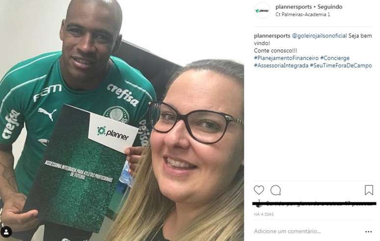 Goleiro Jailson, do Palmeiras, é um dos jogadores que faz aconselhamento financeiro
