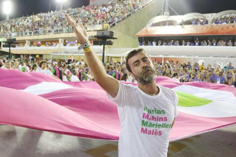 O deputado federal Marcelo Freixo (Psol-RJ), amigo e padrinho político de Marielle, participou do desfile