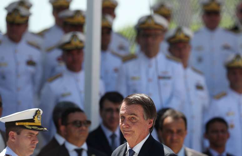Brazil's President Jair Bolsonaro attends a ceremony in celebration of 211th anniversary of Brazilian Marine Corps in Rio de Janeiro, Brazil March 7, 2019. REUTERS/Ricardo Moraes