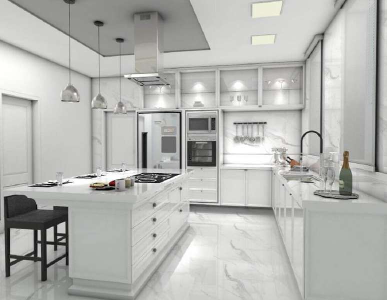 56- O branco  é  uma cor neutra que garante uma cozinha bonita e bem elegante