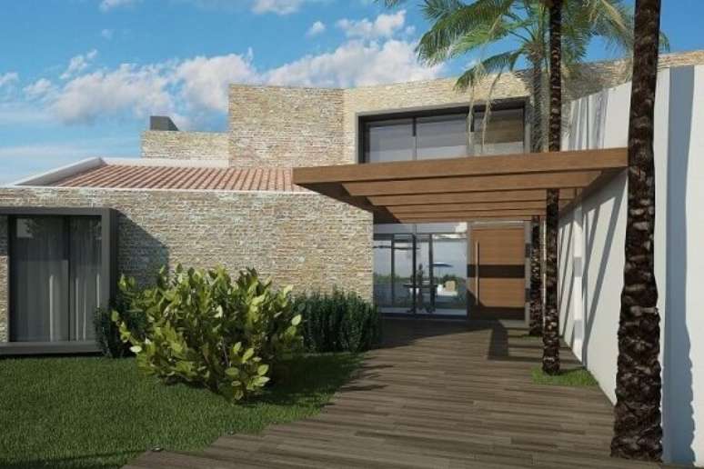 46. Decora&ccedil;&atilde;o de quintal com pergolado de madeira &ndash; Foto: Oleg&aacute;rio de S&aacute;