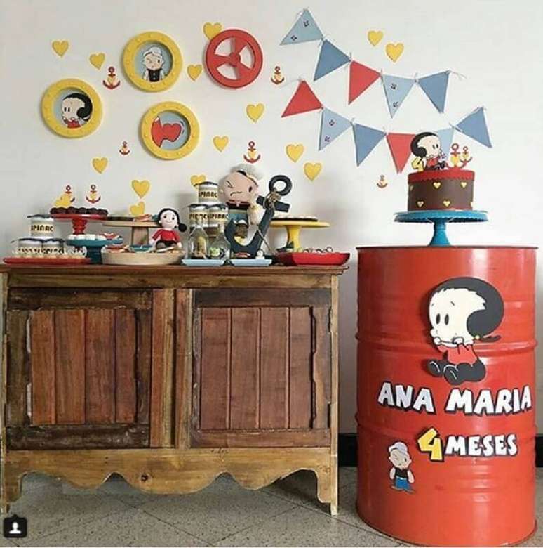 62. Tema para mesversário da família Popeye – Foto: Pinterest