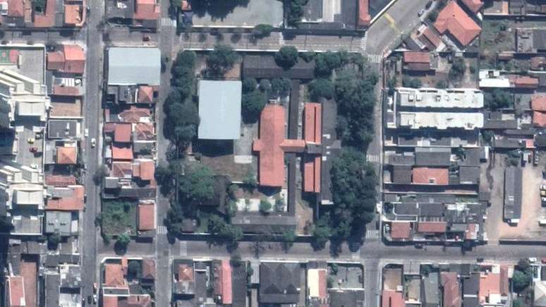 Imagem aérea da escola Raul Brasil, em Suzano