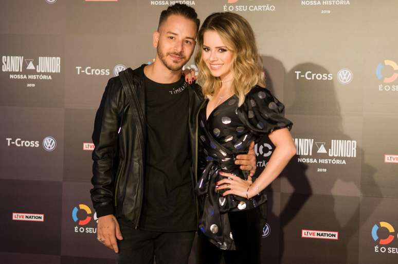 Sandy e Junior durante entrevista coletiva nesta quarta-feira (13), no Allianz Parque, em S&atilde;o Paulo (SP)