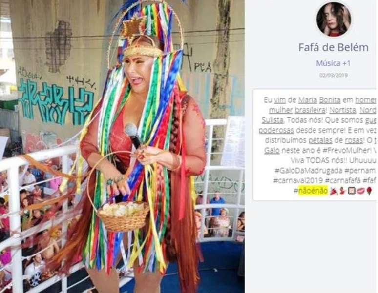 Atuação da cantora Fafá de Belém nas redes sociais durante o carnaval 2019.