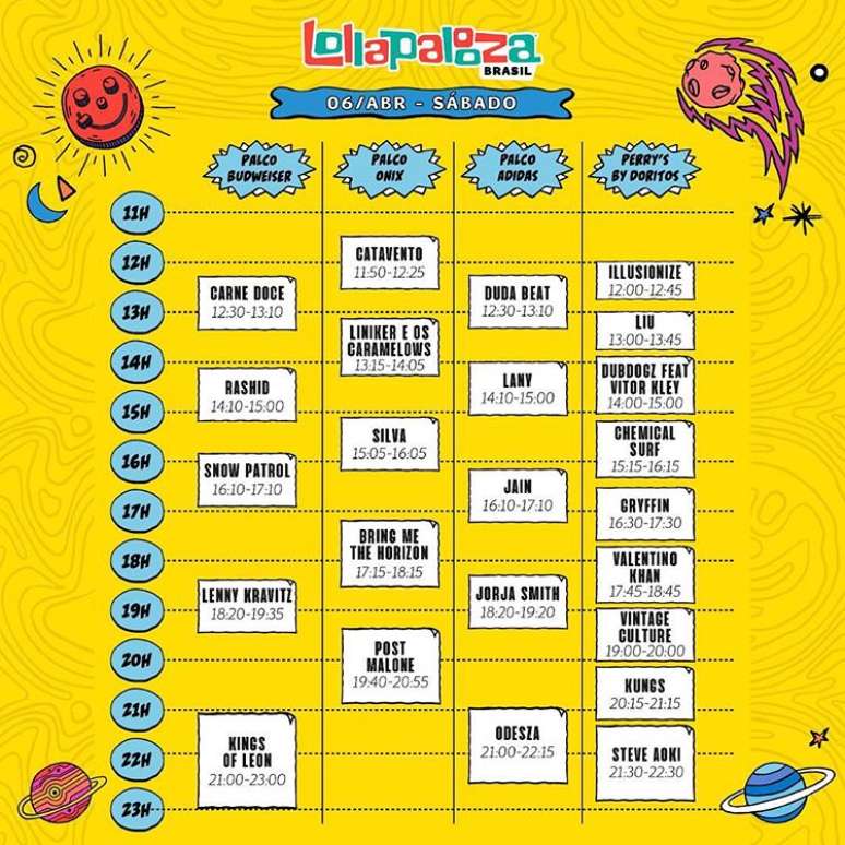 Programa&ccedil;&atilde;o do Lollapalooza 2019