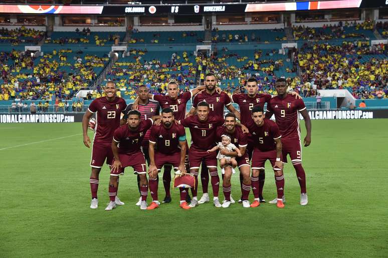 Seleção da Venezuela antes de amistoso contra a Colômbia