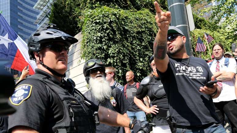 Os Patriot Prayer j&aacute; organizaram diversas manifesta&ccedil;&otilde;es em Portland