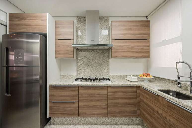 31. Decora&ccedil;&atilde;o de cozinha planejada com granito branco Cear&aacute; &ndash; Foto: Pinterest