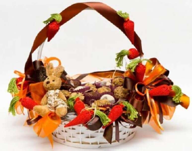 1- A cesta de Páscoa para criança pode ter doces e bichinhos de pelúcia. Fonte: Pinterest