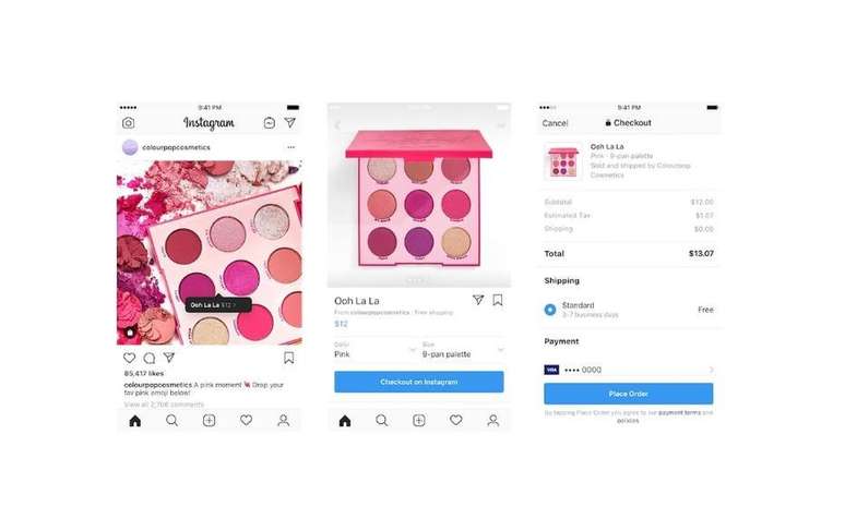 A compra direto pelo app do Instagram funcionará como uma loja virtual normal, com opções de tamanho e cores