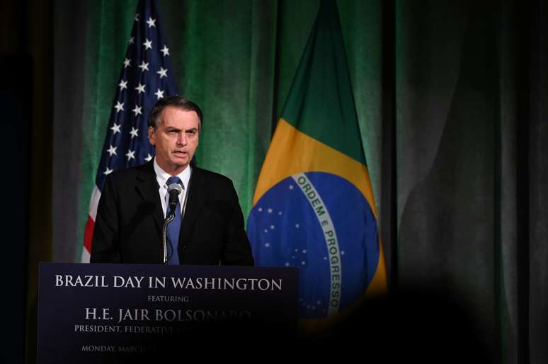 Presidente Jair Bolsonaro discursa em viagem a Washington
18/03/2019
REUTERS/Erin Scott