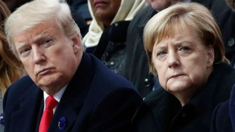 O presidente dos EUA, Donald Trump, entrou em choque com líderes europeus, incluindo a chanceler alemã Angela Merkel