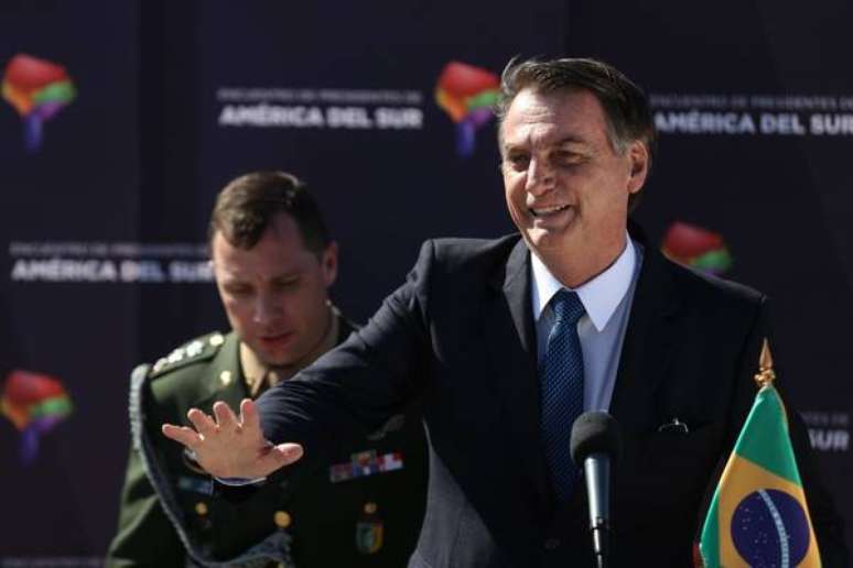 Jair Bolsonaro durante visita oficial ao Chile