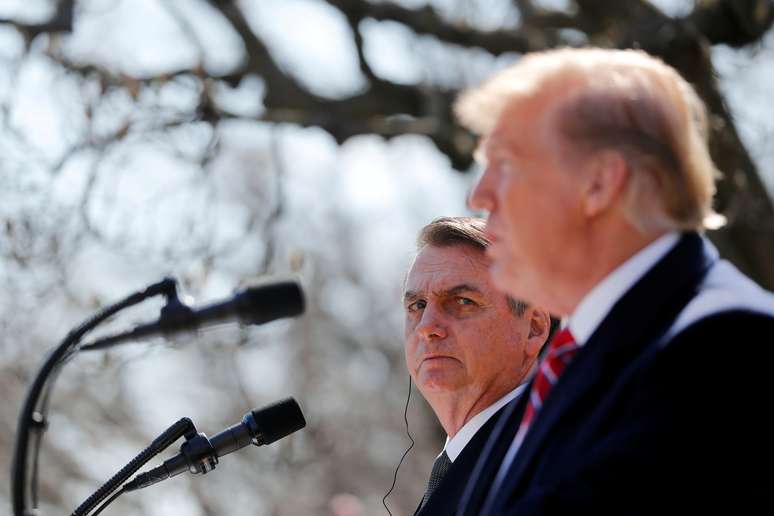 Presidentes Jair Bolsonaro e Donald Trump na Casa Branca, em Washington, Estados Unidos 