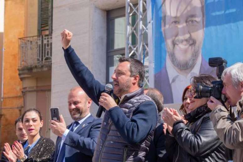 Matteo Salvini faz campanha em Matera, na Basilicata