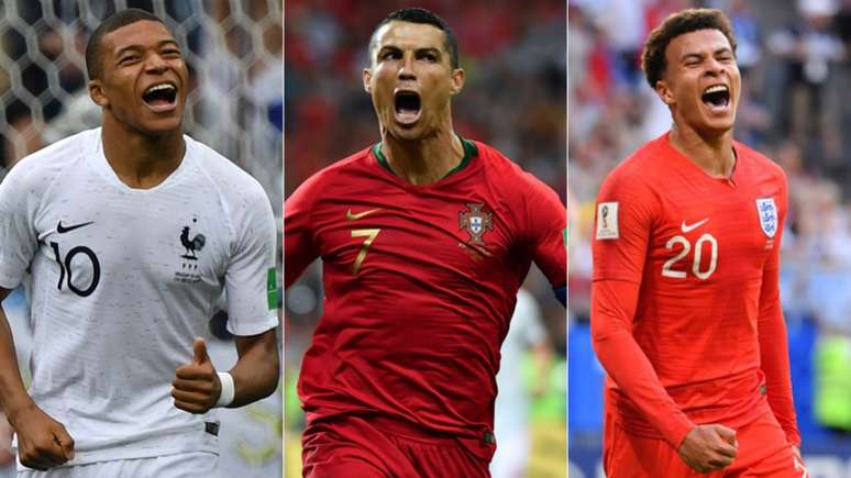 Mbappé, Cristiano Ronaldo e Dele Alli são um dos principais jogadores de suas seleções (AFP)